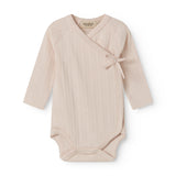 Langærmet lyserød pointelle bodystocking til nyfødte
