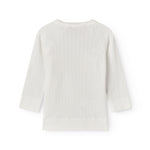 Langærmet pointelle bluse til nyfødte med slå-om-lukning