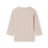 Langærmet lyserød pointelle bluse til nyfødte med slå-om-lukning