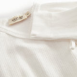 Langærmet hvid pointelle heldragt med fødder til nyfødte