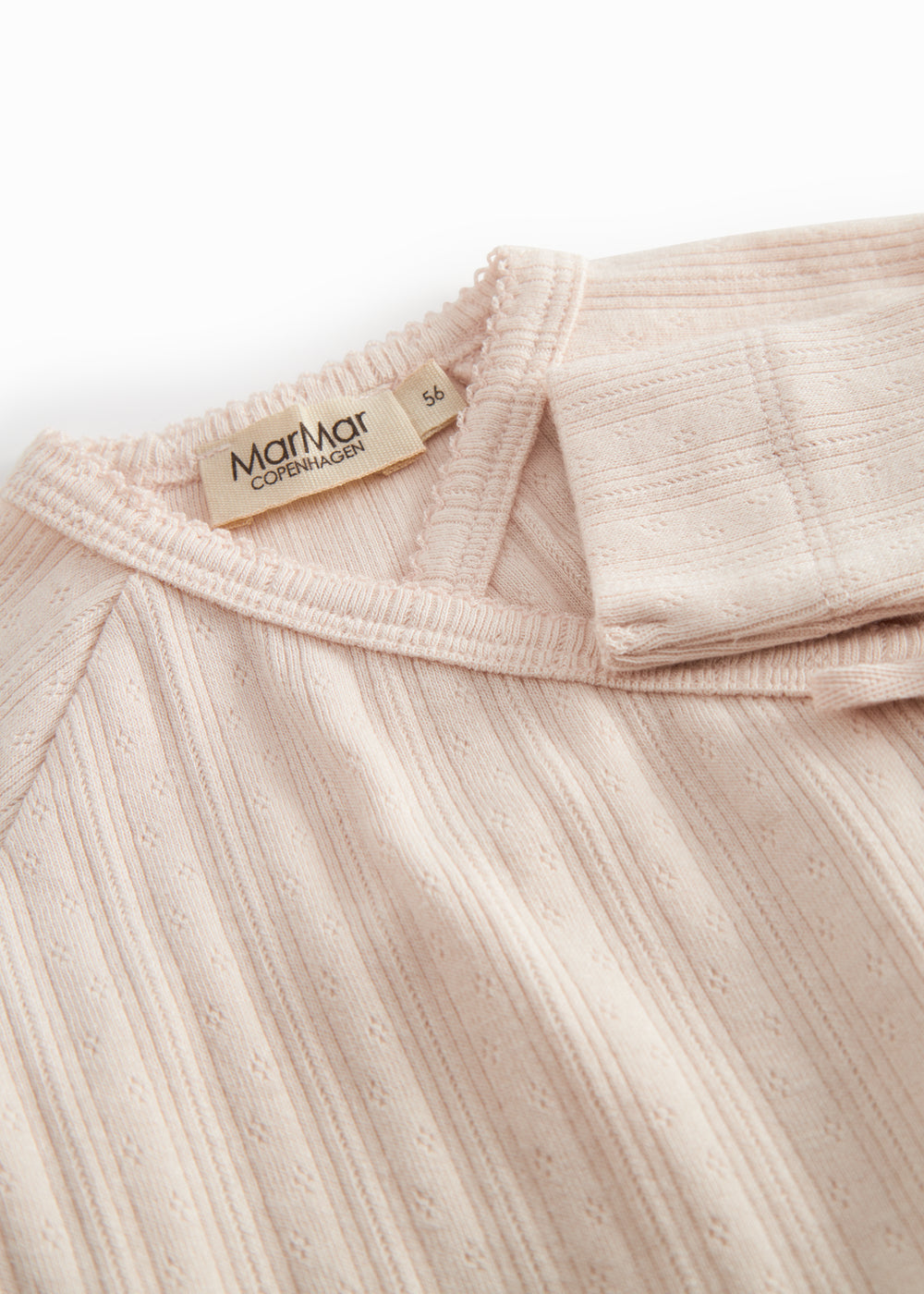 Langærmet Lyserød pointelle heldragt med fødder til nyfødte