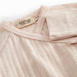 Langærmet Lyserød pointelle heldragt med fødder til nyfødte