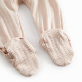 Langærmet Lyserød pointelle heldragt med fødder til nyfødte