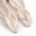 Lyserøde pointelle bukser med fødder til nyfødt baby