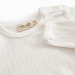 Langærmet hvid pointelle baby bodystocking