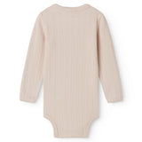 Langærmet lyserød pointelle baby bodystocking