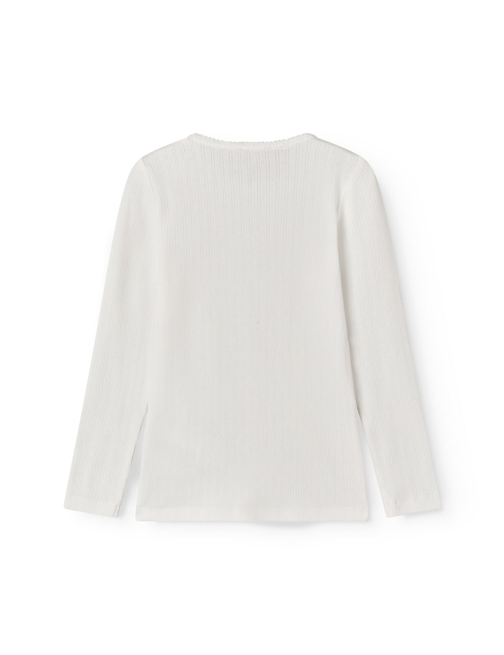 Hvid langærmet pointelle t-shirt til børn