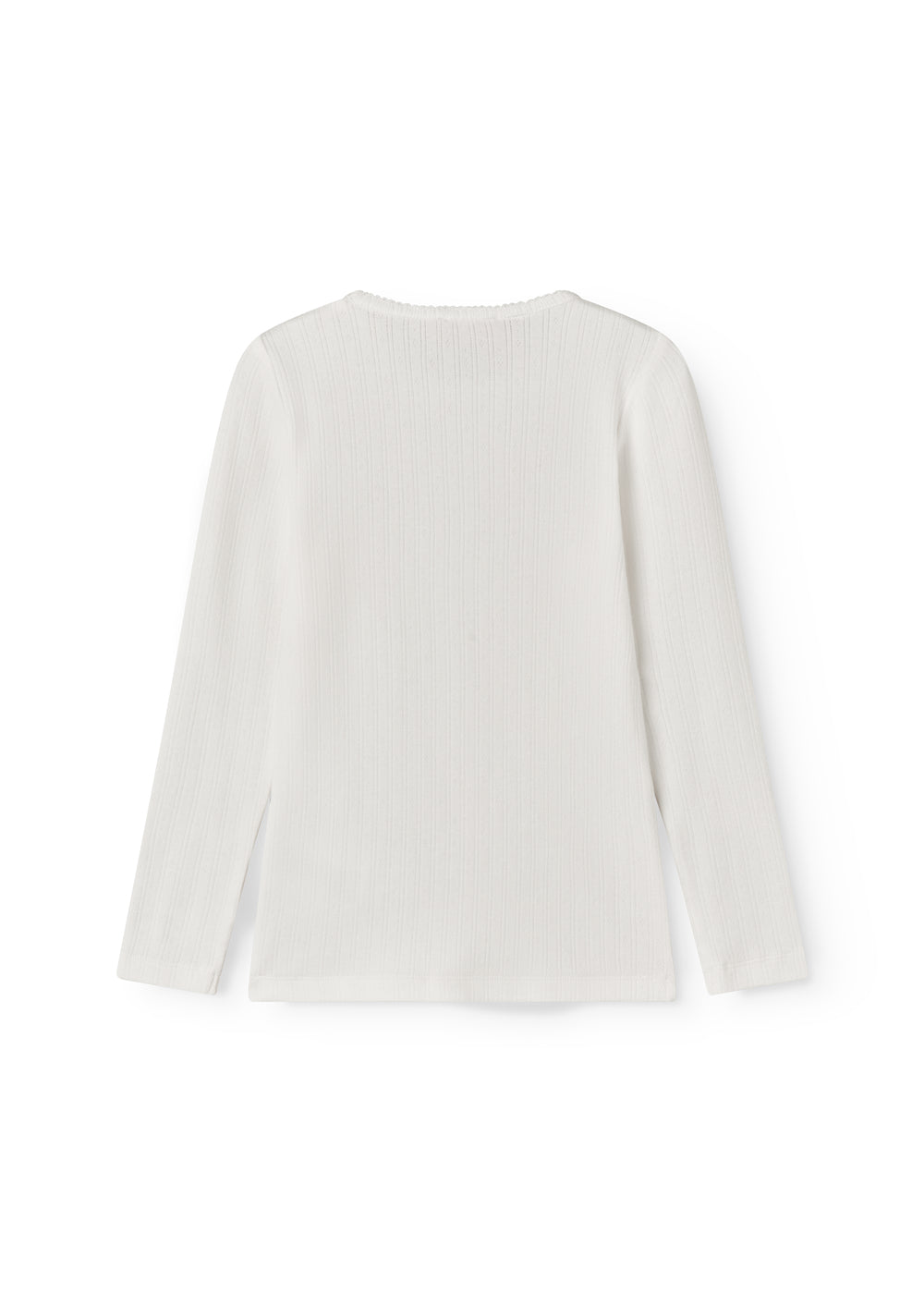 Hvid langærmet pointelle t-shirt til børn