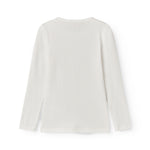 Hvid langærmet pointelle t-shirt til børn