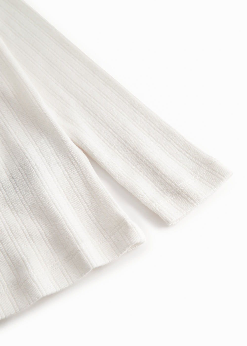 Hvid langærmet pointelle t-shirt til børn