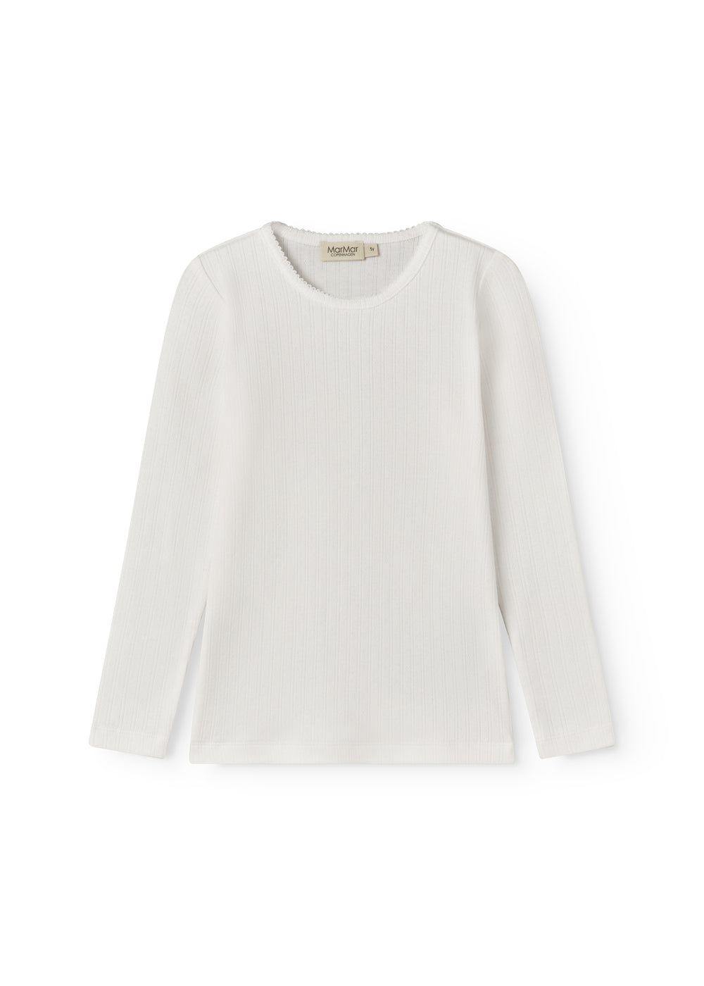 Hvid langærmet pointelle t-shirt til børn