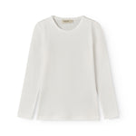 Hvid langærmet pointelle t-shirt til børn