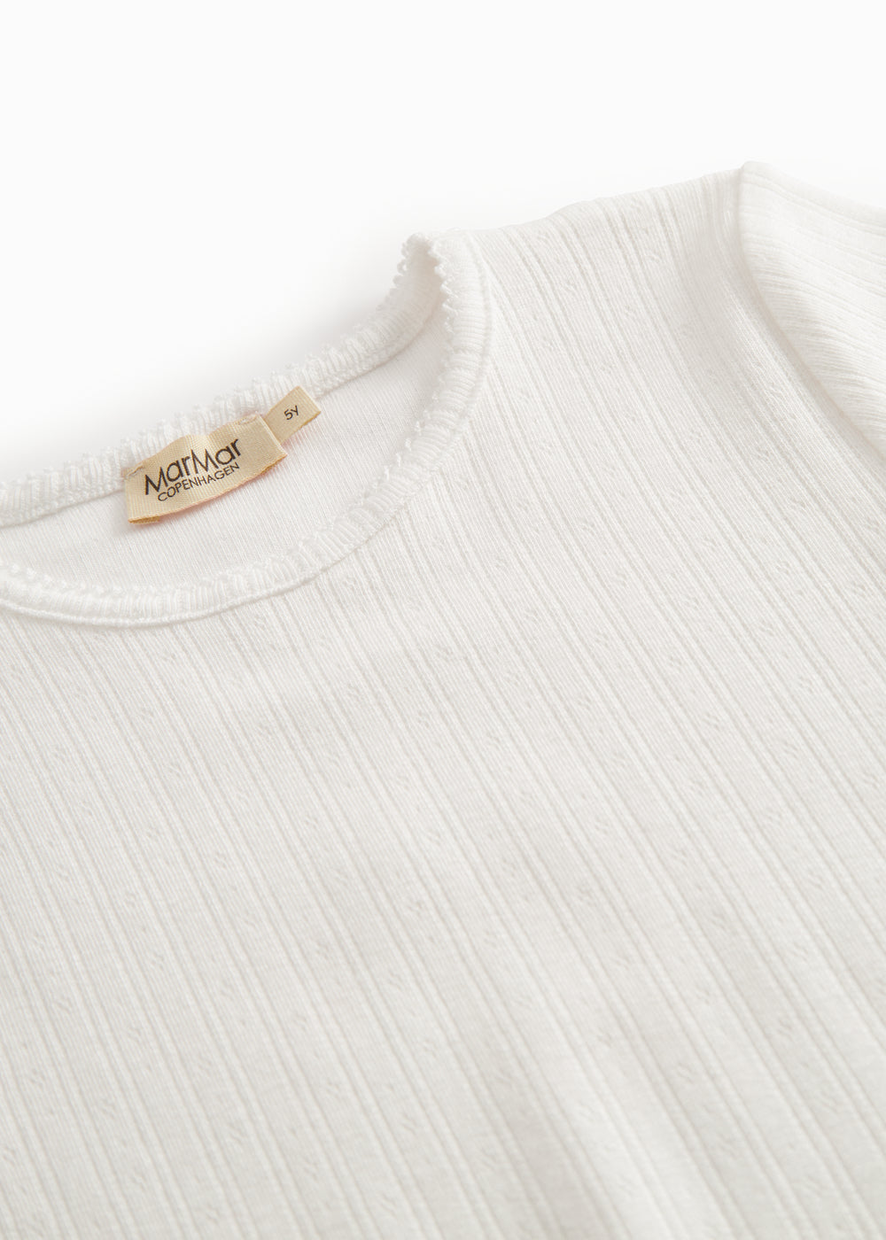 Hvid langærmet pointelle t-shirt til børn