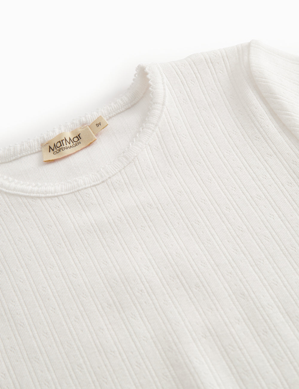 Hvid kortærmet pointelle t-shirt til børn