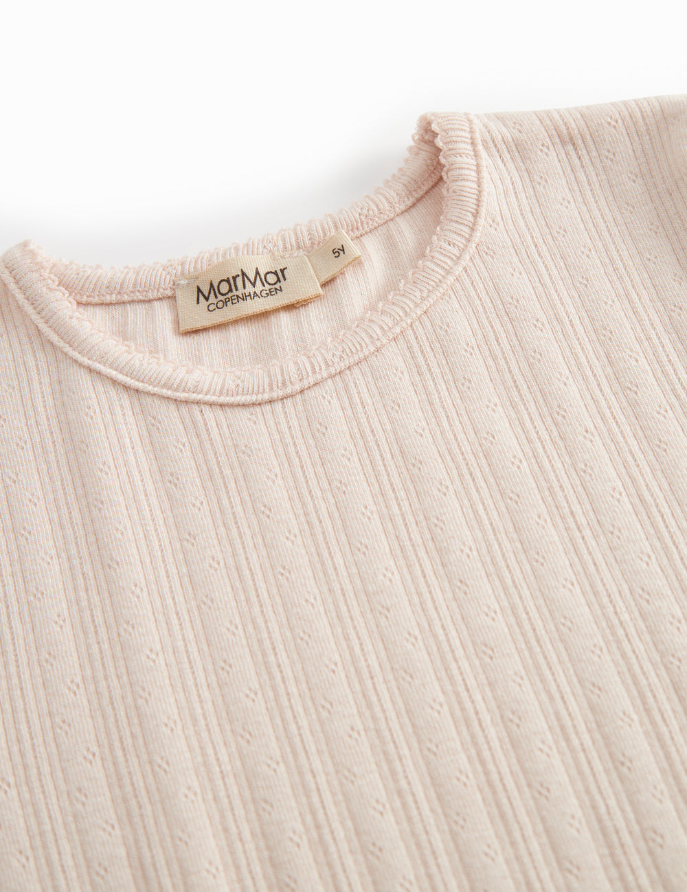 Lyserød kortærmet pointelle t-shirt til børn