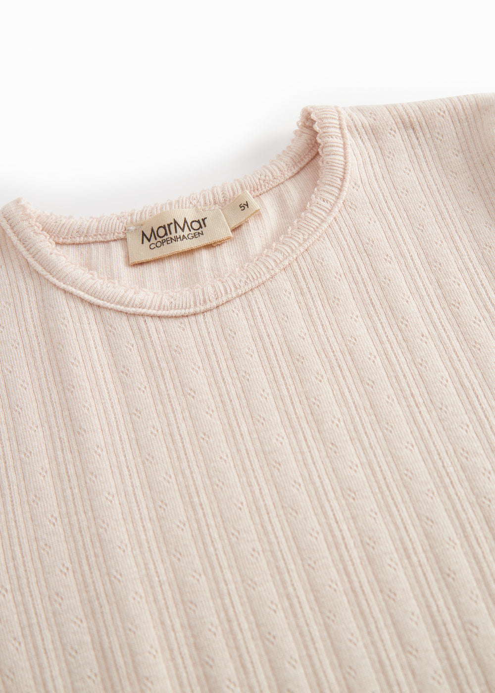 Lyserød kortærmet pointelle t-shirt til børn