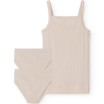 Lyserød undertrøje til børn med pointelle detaljer og tynde stroppe og 2 par underbukser