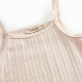 Lyserød undertrøje til børn med pointelle detaljer og tynde stroppe