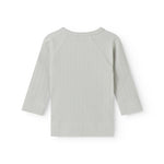 Langærmet lysegrøn pointelle bluse til nyfødte med slå-om-lukning