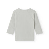 Langærmet lysegrøn pointelle bluse til nyfødte med slå-om-lukning