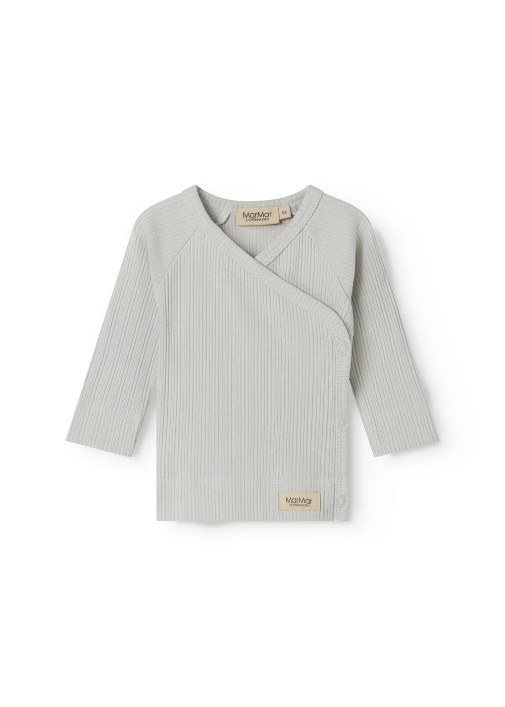 Langærmet lysegrøn pointelle bluse til nyfødte med slå-om-lukning