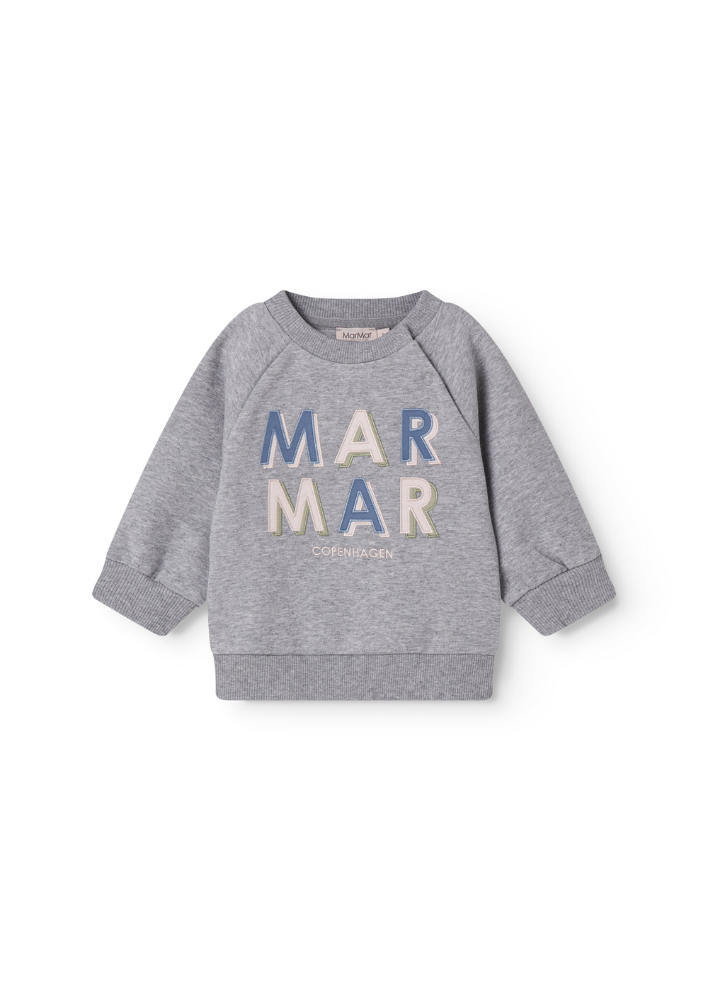 Grå baby sweatshirt til baby med blå og  rosa MarMar logo