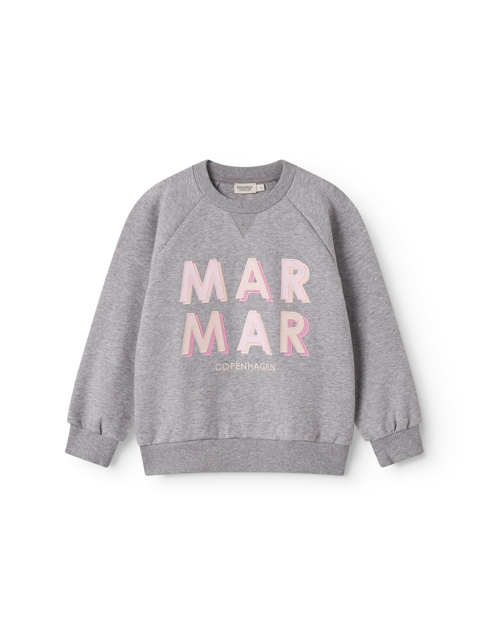 Grå sweatshirt til børn med rosa MarMar logo i blå og rosa