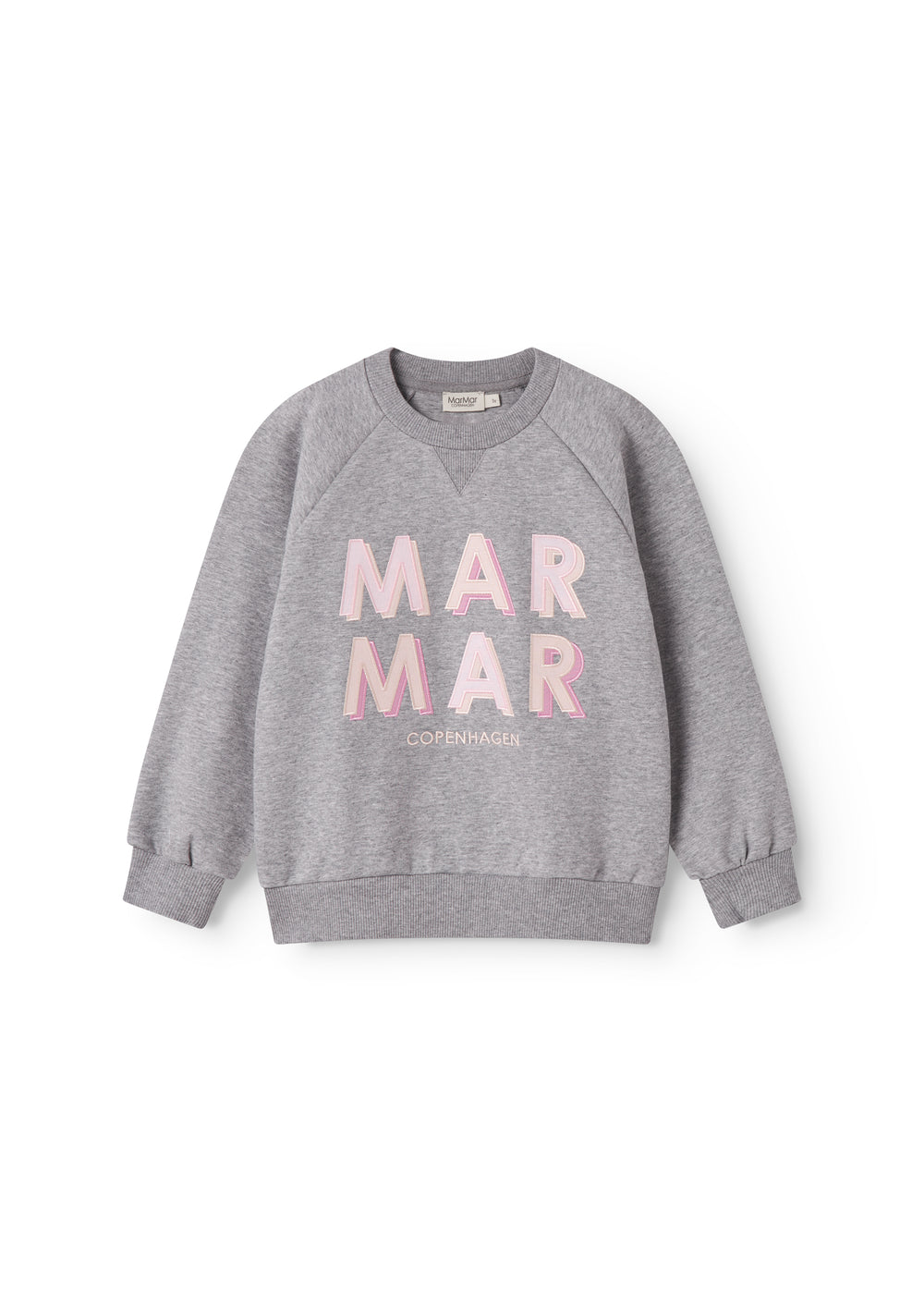 Grå sweatshirt til børn med rosa MarMar logo i blå og rosa