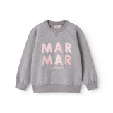 Grå sweatshirt til børn med rosa MarMar logo i blå og rosa