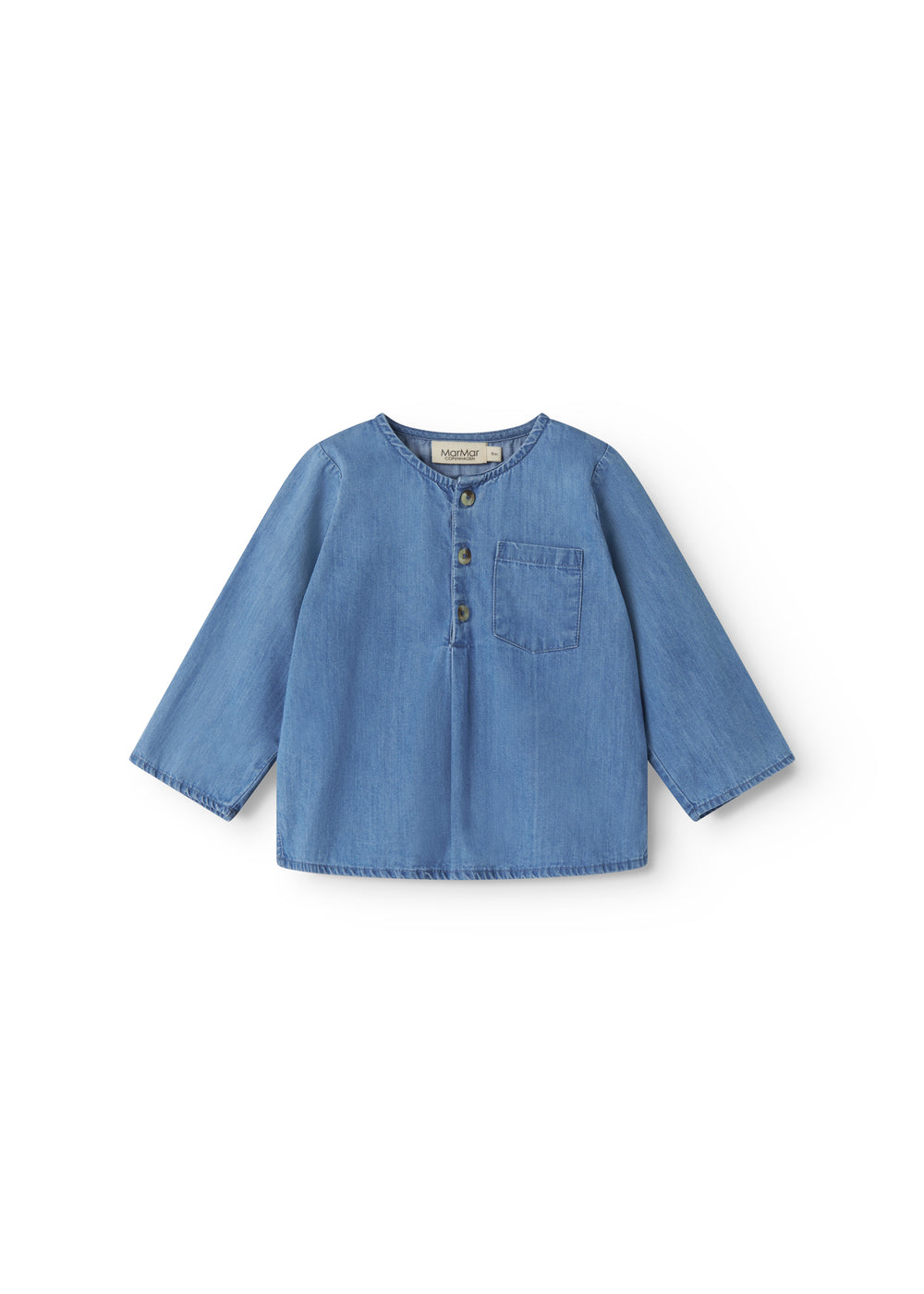 Langærmet denim skjorte til baby