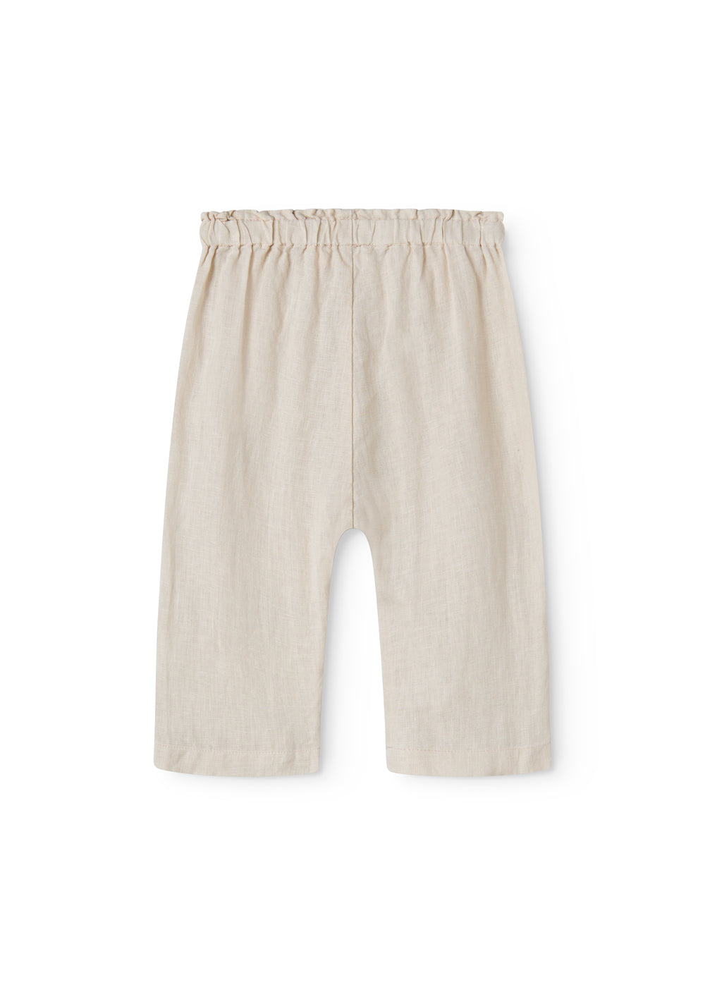 Beige bukser til baby med løs pasform  og elastik i taljen 