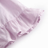 Ærmeløs lys lilla top til baby med flæsedetaljer