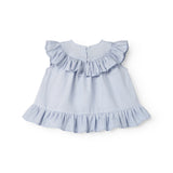 Ærmeløs top til baby med flæsedetaljer