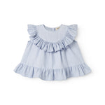 Ærmeløs top til baby med flæsedetaljer