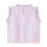 Ærmeløs lys lilla top til børn med flæsedetaljer