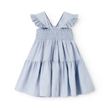 Ærmeløs kjole til børn med stropper og flæser på skulderen