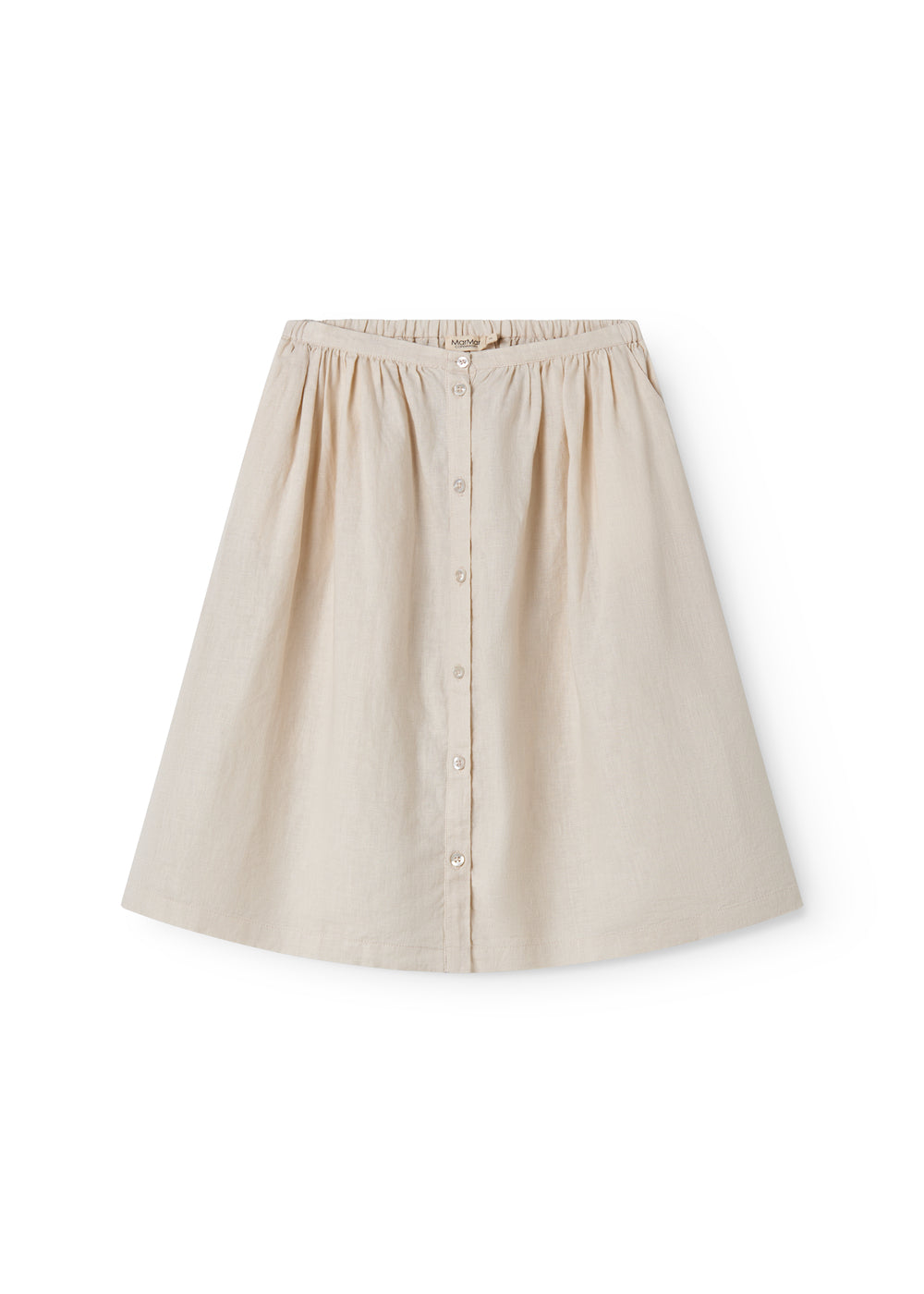 Beige nederdel til børn med sidelommer og knapper