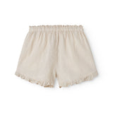 Beige shorts til børn med flæser og sidelommer