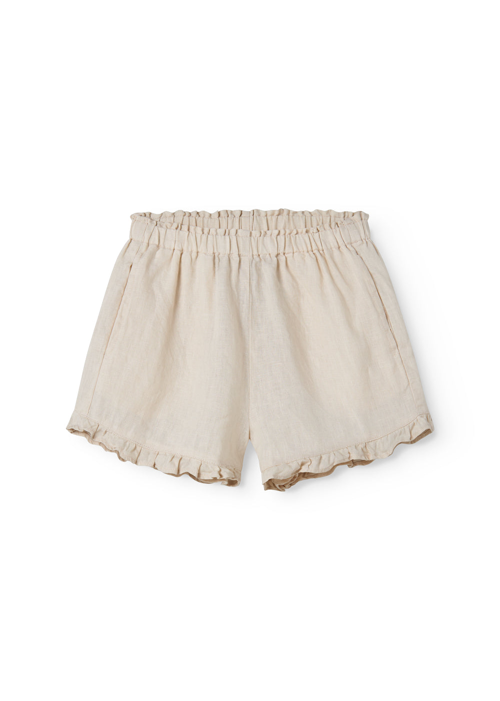 Beige shorts til børn med flæser og sidelommer