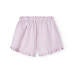 Lys lilla shorts til børn med flæser og sidelommer