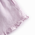 Lys lilla shorts til børn med flæser og sidelommer