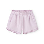 Lys lilla shorts til børn med flæser og sidelommer