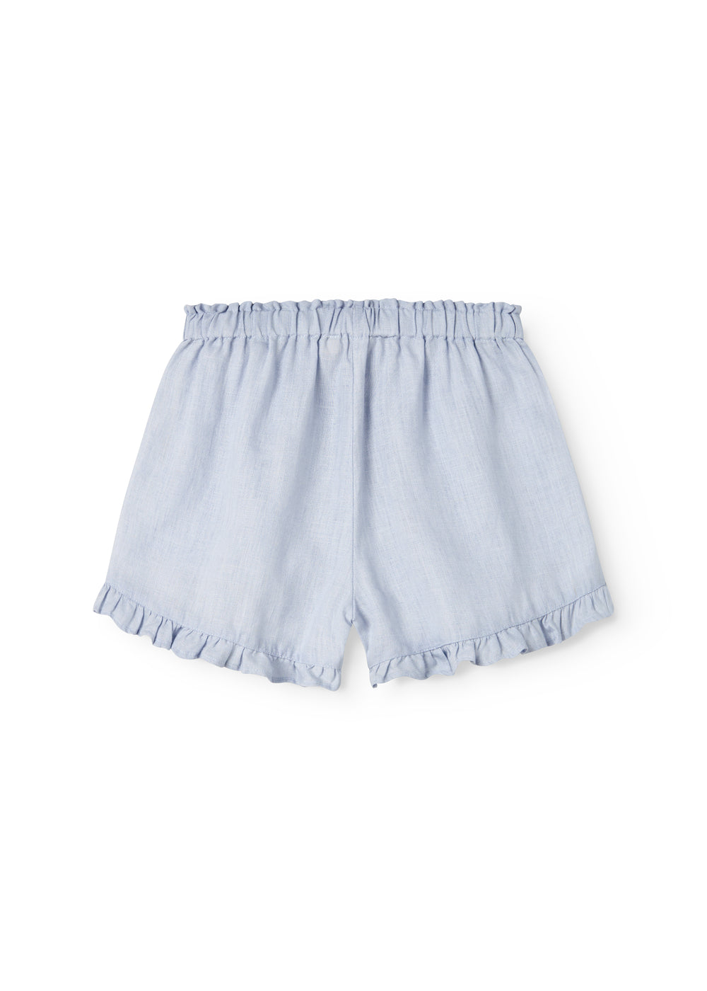Lyseblå shorts til børn med flæser og sidelommer