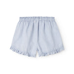 Lyseblå shorts til børn med flæser og sidelommer