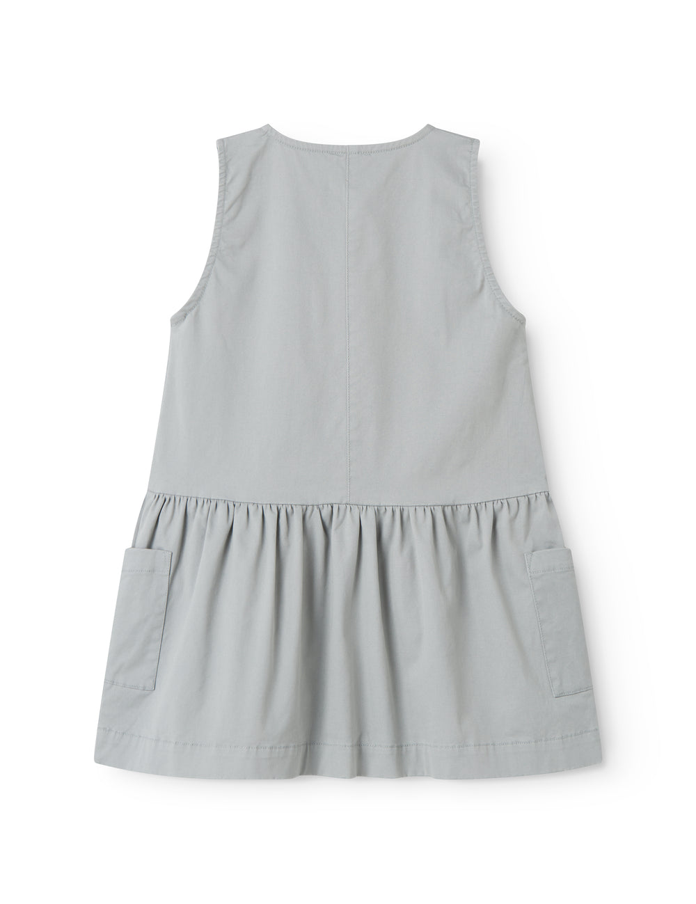 Ærmeløs blå chino kjole til børn med knapper