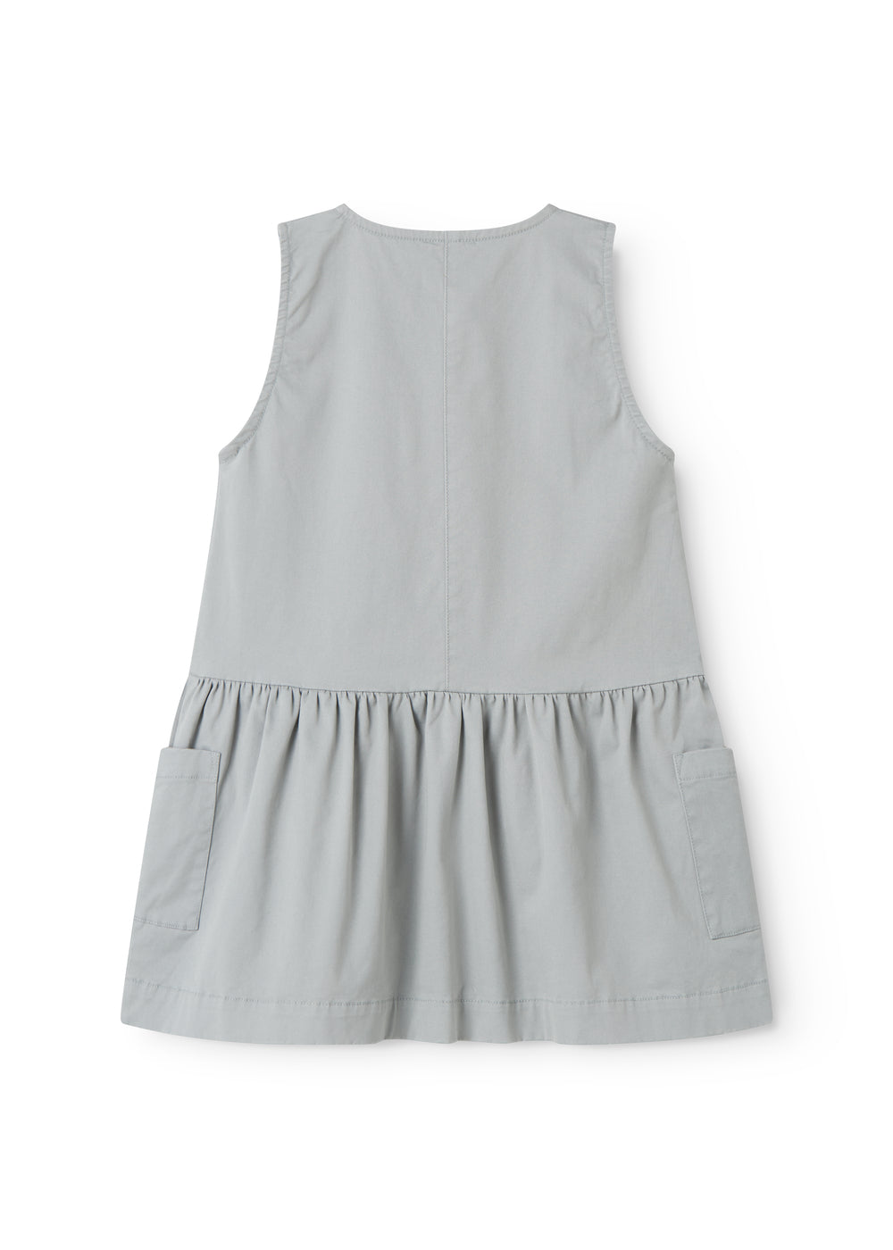 Ærmeløs blå chino kjole til børn med knapper