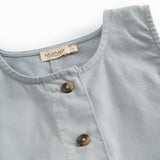 Ærmeløs blå chino kjole til børn med knapper