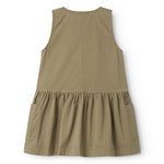 Ærmeløs grøn chino kjole til børn med knappe