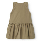 Ærmeløs grøn chino kjole til børn med knappe
