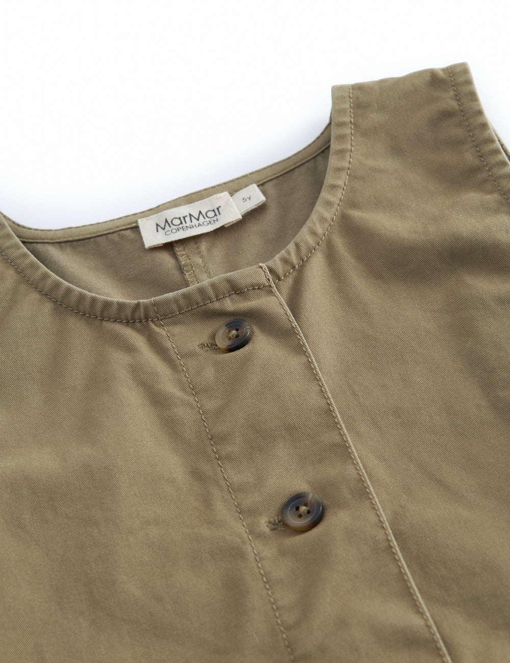 Ærmeløs grøn chino kjole til børn med knappe